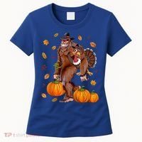 Bigfoot Sasquatch Turkey Pumpkin Happy Thanksgiving Day Women's T-Shirt thumb 0