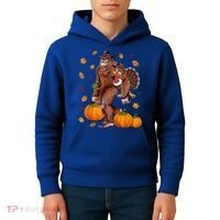 Bigfoot Sasquatch Turkey Pumpkin Happy Thanksgiving Day Kids Hoodie thumb 4