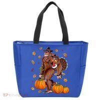 Bigfoot Sasquatch Turkey Pumpkin Happy Thanksgiving Day Tote Bag thumb 0