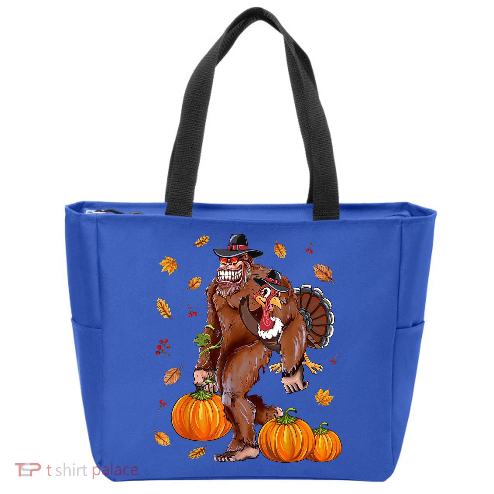 Bigfoot Sasquatch Turkey Pumpkin Happy Thanksgiving Day Tote Bag