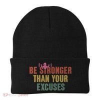 Be Stronger Than Your Excuses Gym Motivational Retro Funny Gift Cute Gift Beanie thumb 0