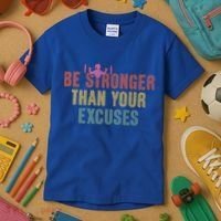 Be Stronger Than Your Excuses Gym Motivational Retro Funny Gift Cute Gift Kids T-Shirt thumb 3