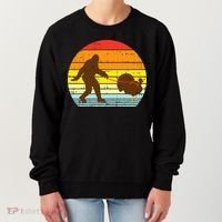 Bigfoot Sasquatch Turkey Sunset Retro Thanksgiving Day Gift Women's Sweatshirt thumb 0