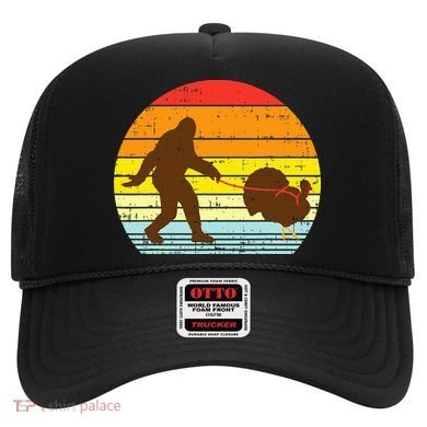 Bigfoot Sasquatch Turkey Sunset Retro Thanksgiving Day Gift Hat