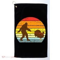 Bigfoot Sasquatch Turkey Sunset Retro Thanksgiving Day Gift Golf Towel thumb 0