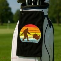 Bigfoot Sasquatch Turkey Sunset Retro Thanksgiving Day Gift Golf Towel thumb 2