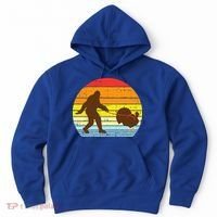 Bigfoot Sasquatch Turkey Sunset Retro Thanksgiving Day Gift Hoodie thumb 0