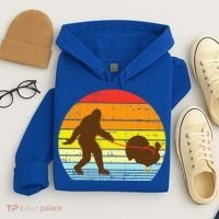 Bigfoot Sasquatch Turkey Sunset Retro Thanksgiving Day Gift Hoodie thumb 4