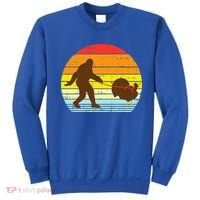 Bigfoot Sasquatch Turkey Sunset Retro Thanksgiving Day Gift Sweatshirt thumb 0