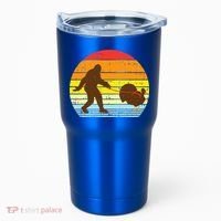 Bigfoot Sasquatch Turkey Sunset Retro Thanksgiving Day Gift Tumbler thumb 0