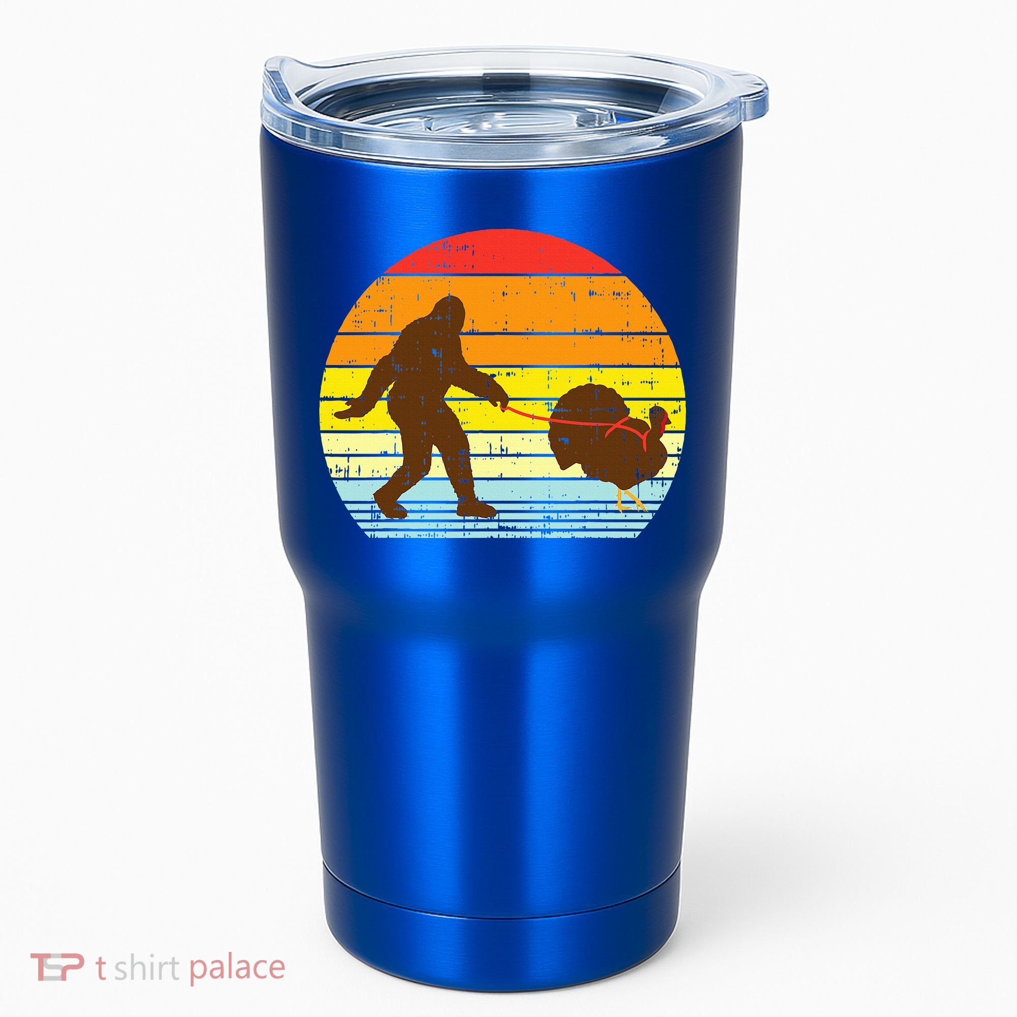 Bigfoot Sasquatch Turkey Sunset Retro Thanksgiving Day Gift Tumbler