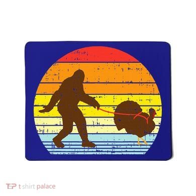 Bigfoot Sasquatch Turkey Sunset Retro Thanksgiving Day Gift Mousepad