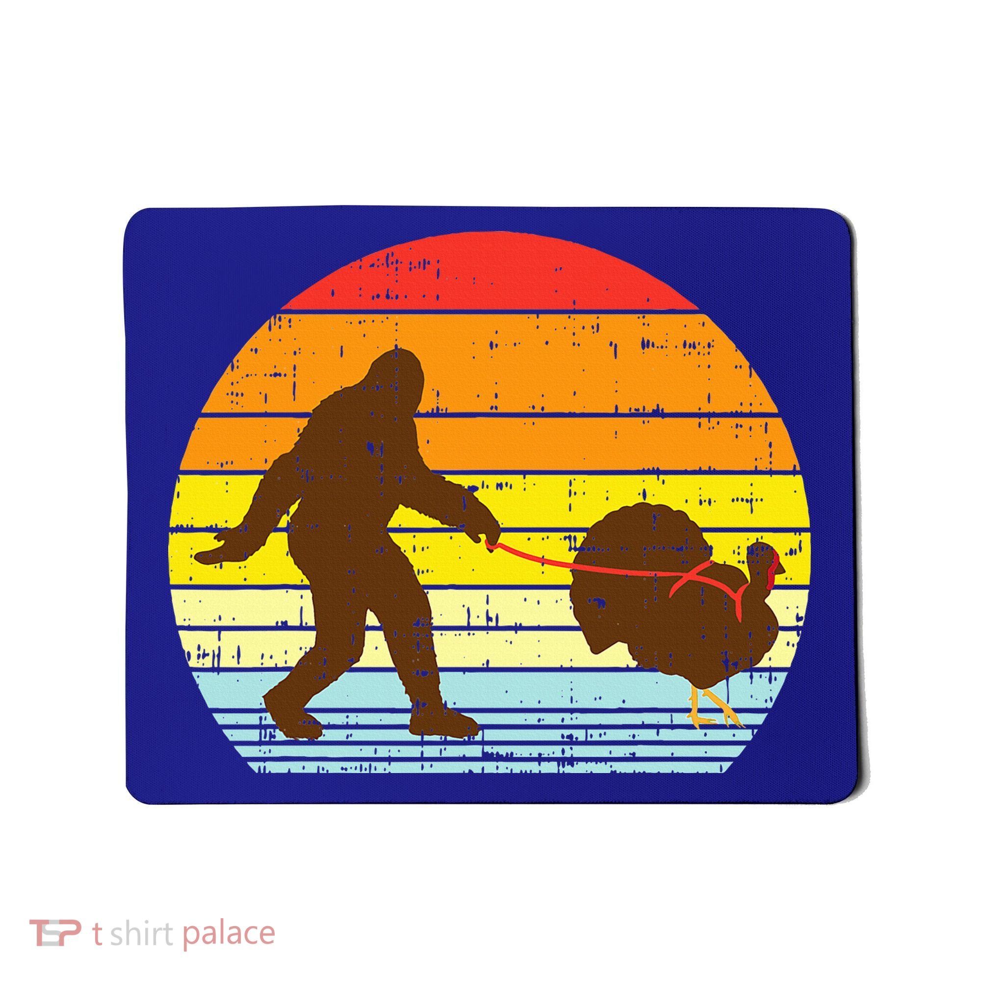 Bigfoot Sasquatch Turkey Sunset Retro Thanksgiving Day Gift Mousepad