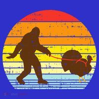 Bigfoot Sasquatch Turkey Sunset Retro Thanksgiving Day Gift Mousepad thumb 1