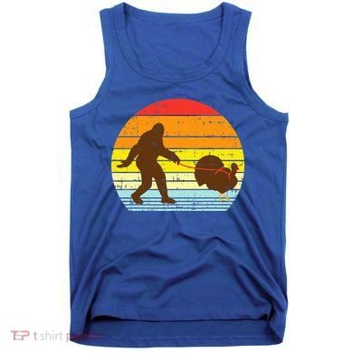Bigfoot Sasquatch Turkey Sunset Retro Thanksgiving Day Gift Tank Top