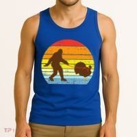 Bigfoot Sasquatch Turkey Sunset Retro Thanksgiving Day Gift Tank Top thumb 3