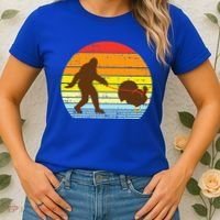 Bigfoot Sasquatch Turkey Sunset Retro Thanksgiving Day Gift Women's T-Shirt thumb 2