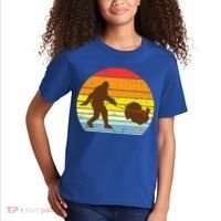 Bigfoot Sasquatch Turkey Sunset Retro Thanksgiving Day Gift Kids T-Shirt thumb 2