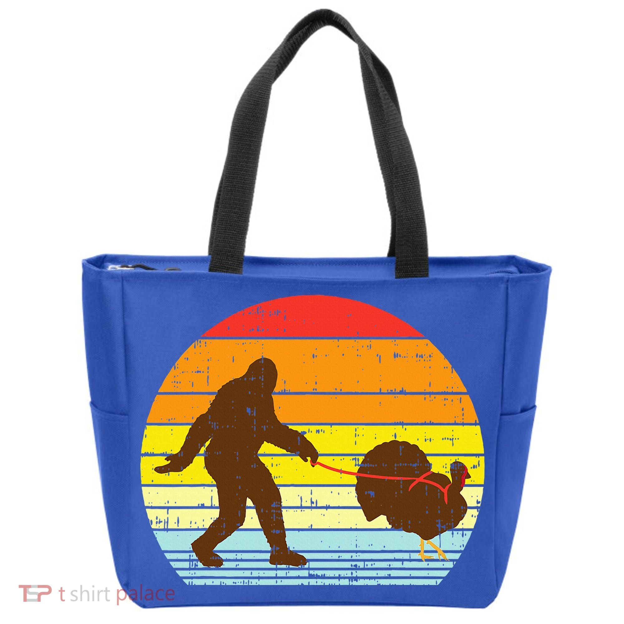 Bigfoot Sasquatch Turkey Sunset Retro Thanksgiving Day Gift Tote Bag