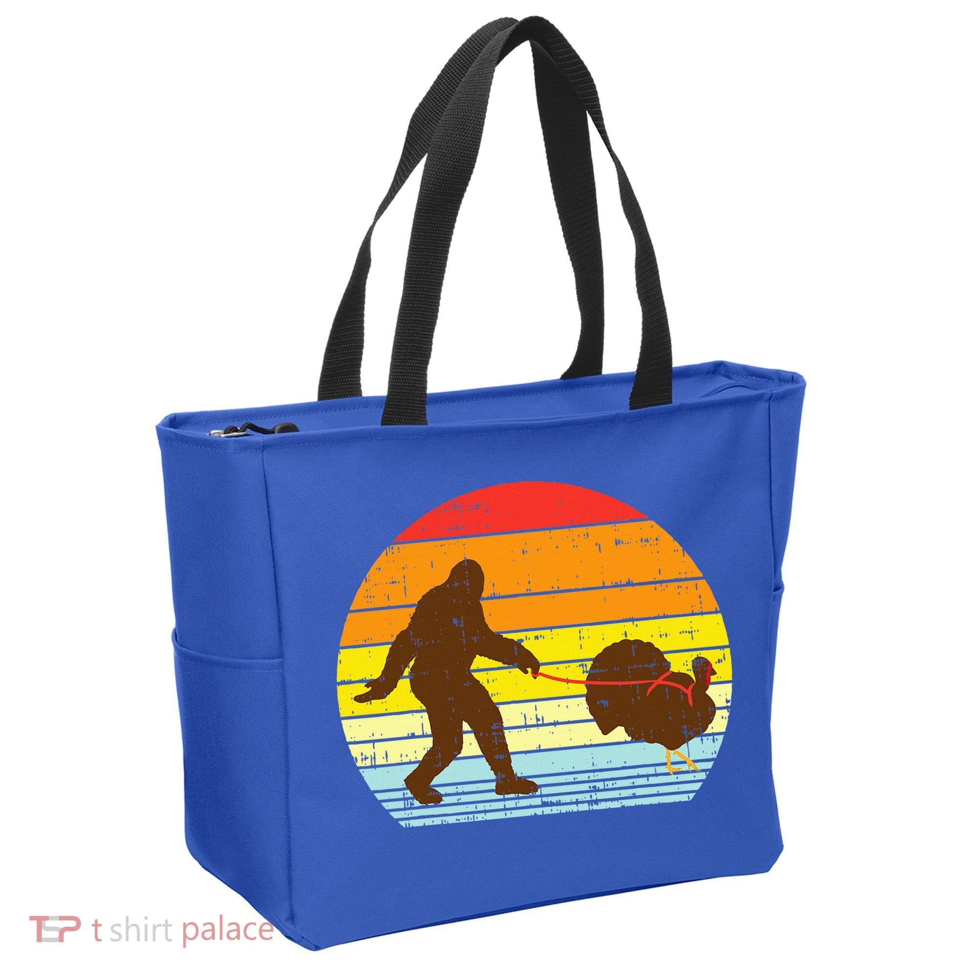 Bigfoot Sasquatch Turkey Sunset Retro Thanksgiving Day Gift Tote Bag