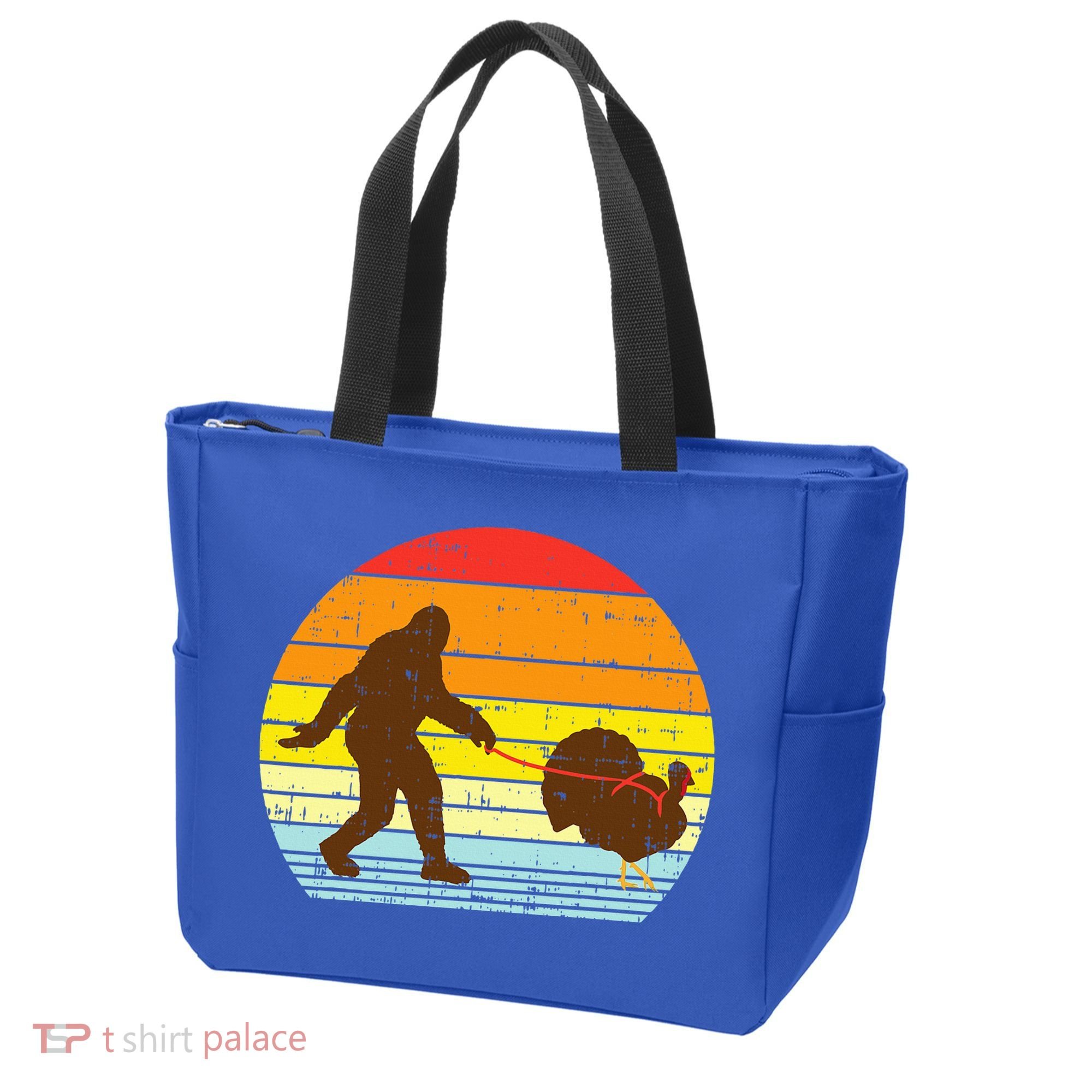 Bigfoot Sasquatch Turkey Sunset Retro Thanksgiving Day Gift Tote Bag