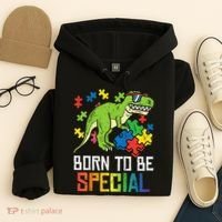 Born Special Trex Puzzle Dino Autism Awareness Hoodie thumb 4