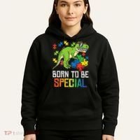 Born Special Trex Puzzle Dino Autism Awareness Hoodie thumb 5