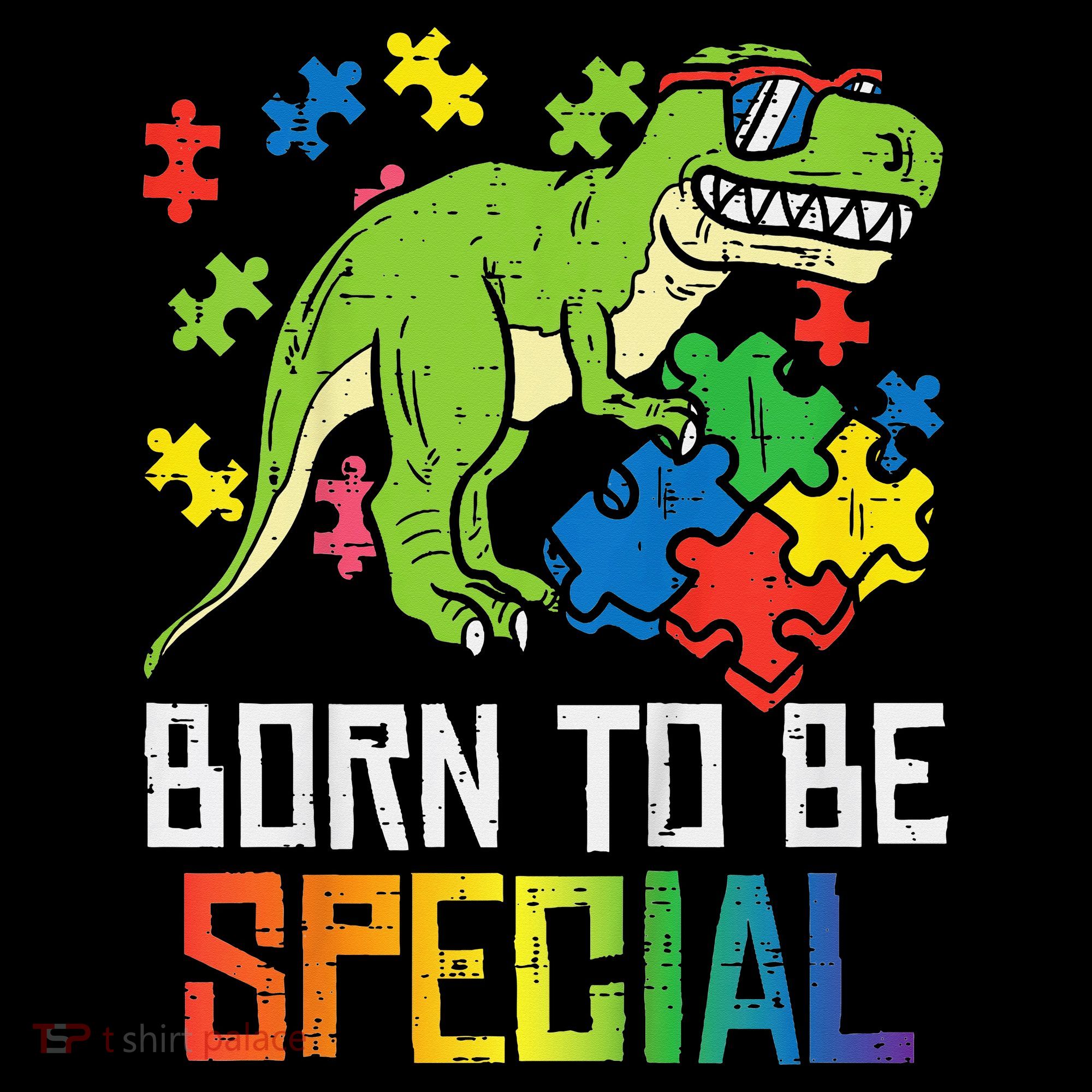 Born Special Trex Puzzle Dino Autism Awareness Hoodie