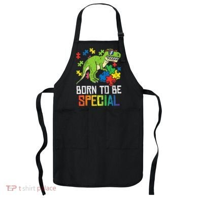 Born Special Trex Puzzle Dino Autism Awareness Apron