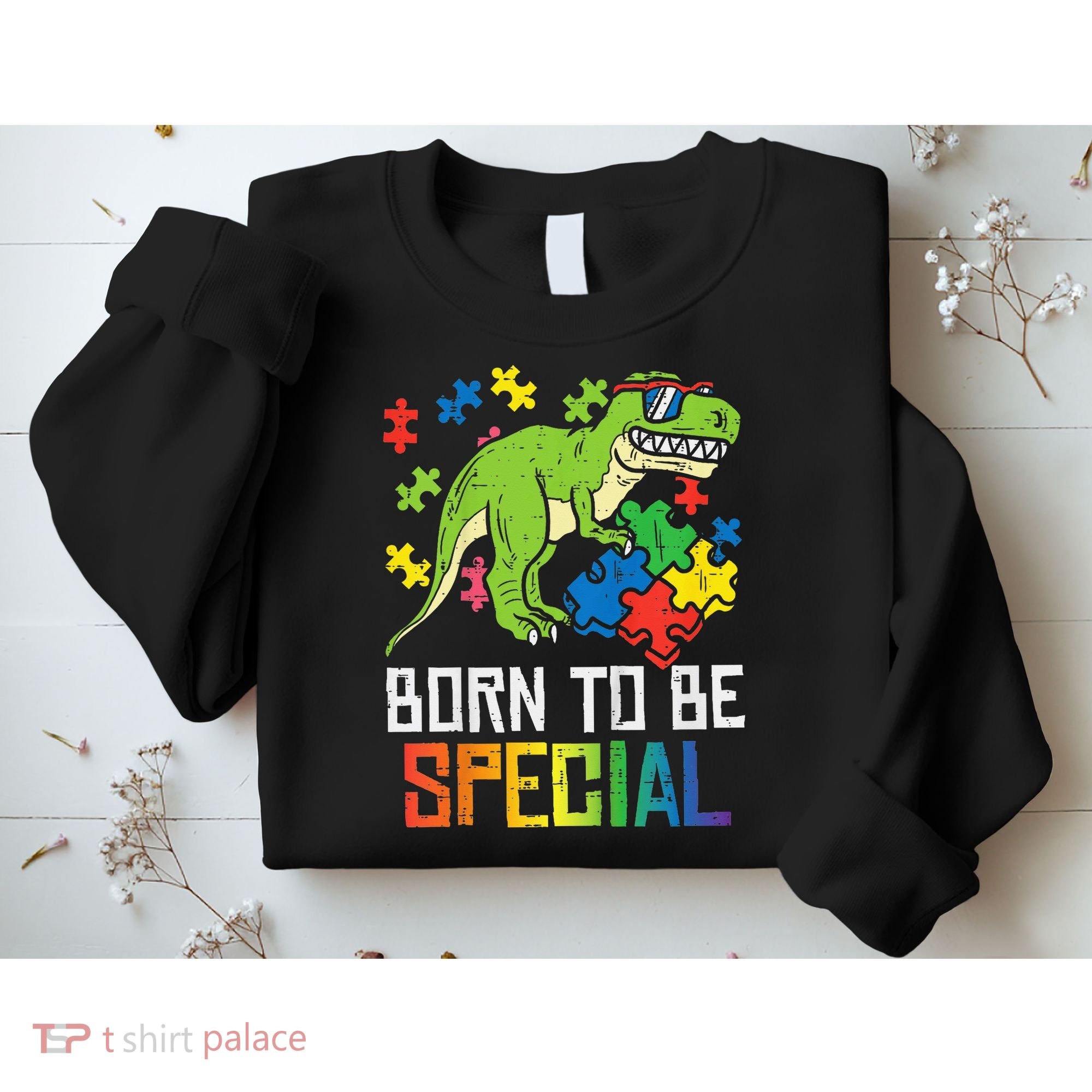 Born Special Trex Puzzle Dino Autism Awareness Sweatshirt