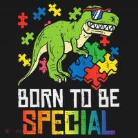 Born Special Trex Puzzle Dino Autism Awareness Sweatshirt thumb 3