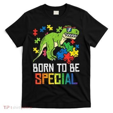 Born Special Trex Puzzle Dino Autism Awareness T-Shirt