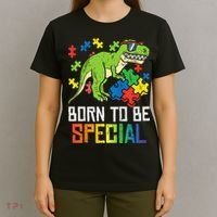 Born Special Trex Puzzle Dino Autism Awareness T-Shirt thumb 4