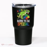 Born Special Trex Puzzle Dino Autism Awareness Tumbler thumb 0