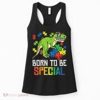Born Special Trex Puzzle Dino Autism Awareness Women's Tank Top thumb 0