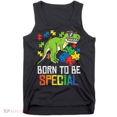 Born Special Trex Puzzle Dino Autism Awareness Tank Top