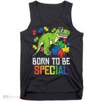 Born Special Trex Puzzle Dino Autism Awareness Tank Top thumb 0