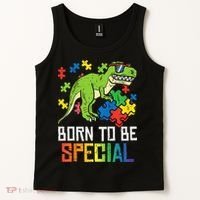 Born Special Trex Puzzle Dino Autism Awareness Tank Top thumb 2