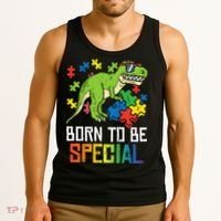 Born Special Trex Puzzle Dino Autism Awareness Tank Top thumb 3