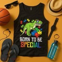 Born Special Trex Puzzle Dino Autism Awareness Tank Top thumb 4