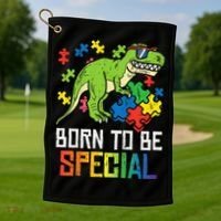 Born Special Trex Puzzle Dino Autism Awareness Golf Towel thumb 1
