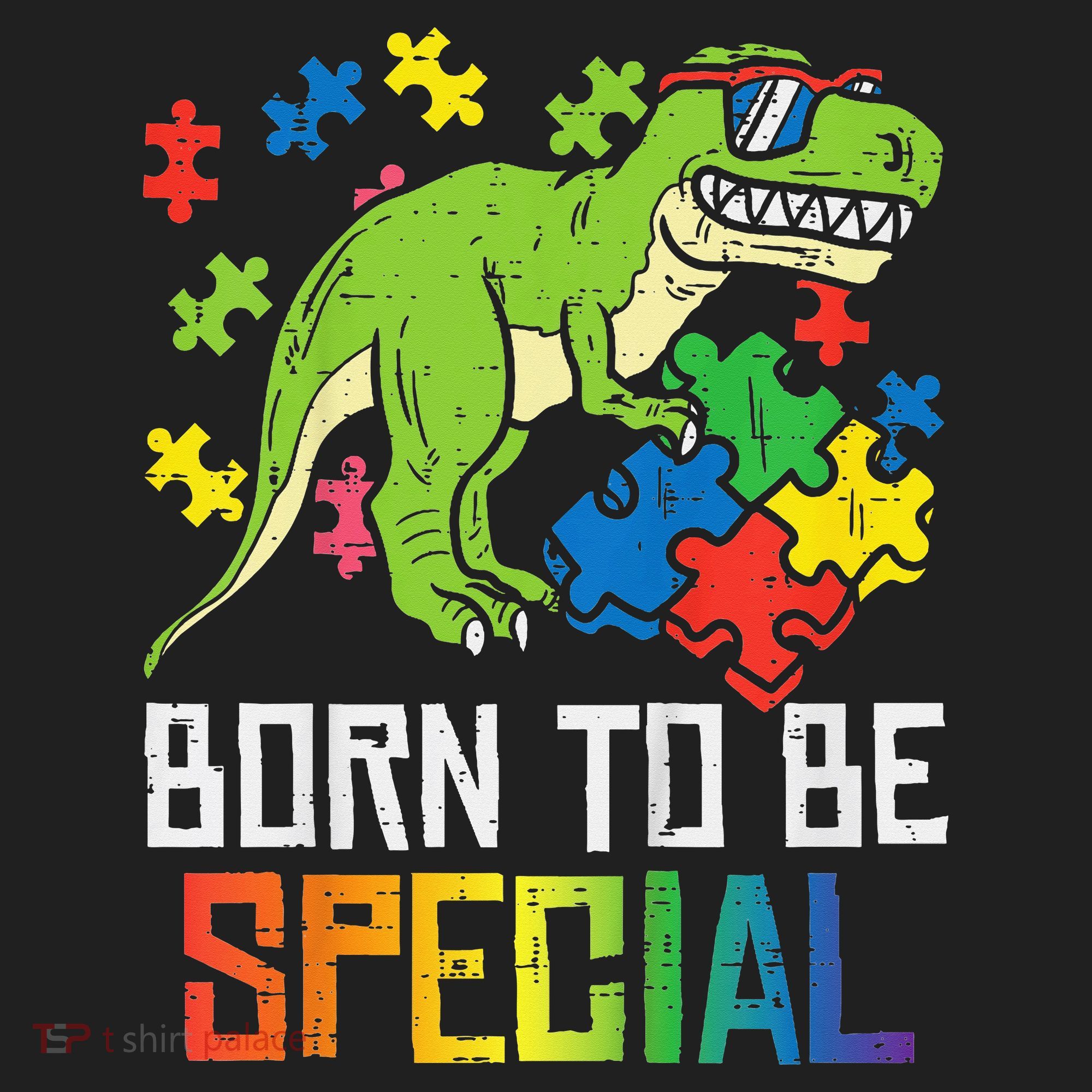Born Special Trex Puzzle Dino Autism Awareness Golf Towel