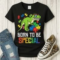 Born Special Trex Puzzle Dino Autism Awareness Women's T-Shirt thumb 3
