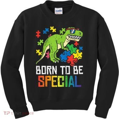 Born Special Trex Puzzle Dino Autism Awareness Kids Sweatshirt