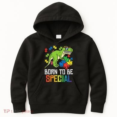 Born Special Trex Puzzle Dino Autism Awareness Kids Hoodie