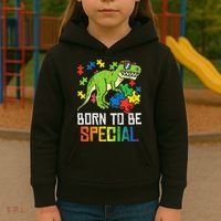 Born Special Trex Puzzle Dino Autism Awareness Kids Hoodie thumb 3