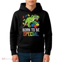 Born Special Trex Puzzle Dino Autism Awareness Kids Hoodie thumb 4