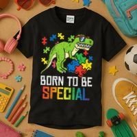 Born Special Trex Puzzle Dino Autism Awareness Kids T-Shirt thumb 3