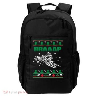Braaap Snowmobiling Ugly Christmas Backpack