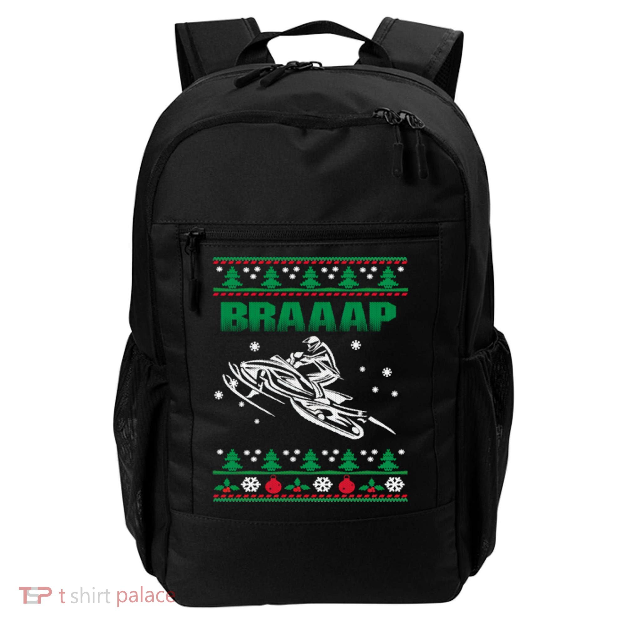 Braaap Snowmobiling Ugly Christmas Backpack